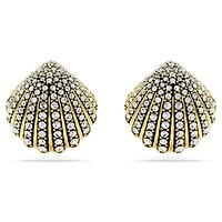 Idyllia stud earrings, Shell, White, 18K gold finish