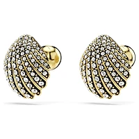 Idyllia stud earrings, Shell, White, 18K gold finish