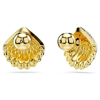 Idyllia stud earrings, Shell, White, 18K gold finish