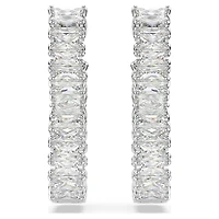 Hyperbola hoop earrings, Infinity, White, Rhodium plated by SWAROVSKI