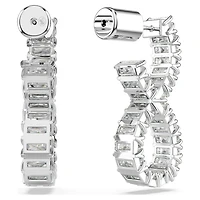 Hyperbola hoop earrings, Infinity, White, Rhodium plated by SWAROVSKI