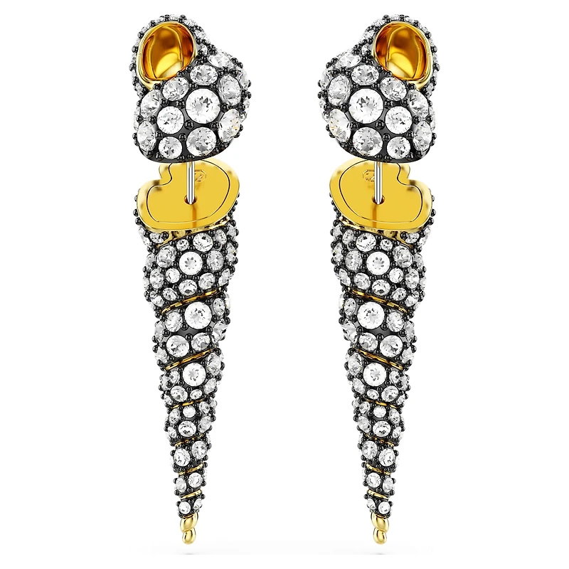 Idyllia drop earrings, Asymmetrical design, Round cut, Shell, White, Mixed metal finish by SWAROVSKI