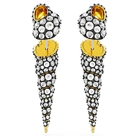 Idyllia drop earrings, Asymmetrical design, Round cut, Shell, White, Mixed metal finish by SWAROVSKI