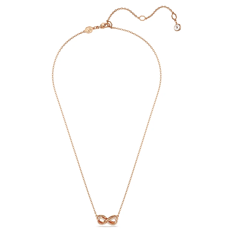 Hyperbola pendant, Pavé, Infinity, White, 18K rose gold finish