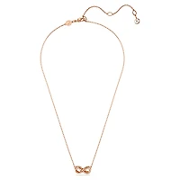 Hyperbola pendant, Pavé, Infinity, White, 18K rose gold finish