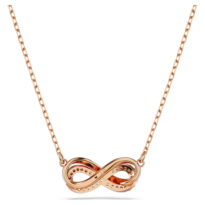 Hyperbola pendant, Pavé, Infinity, White, 18K rose gold finish