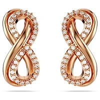 Hyperbola stud earrings, Infinity, White, Rose gold-tone plated by SWAROVSKI