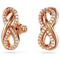 Hyperbola stud earrings, Infinity, White, Rose gold-tone plated by SWAROVSKI