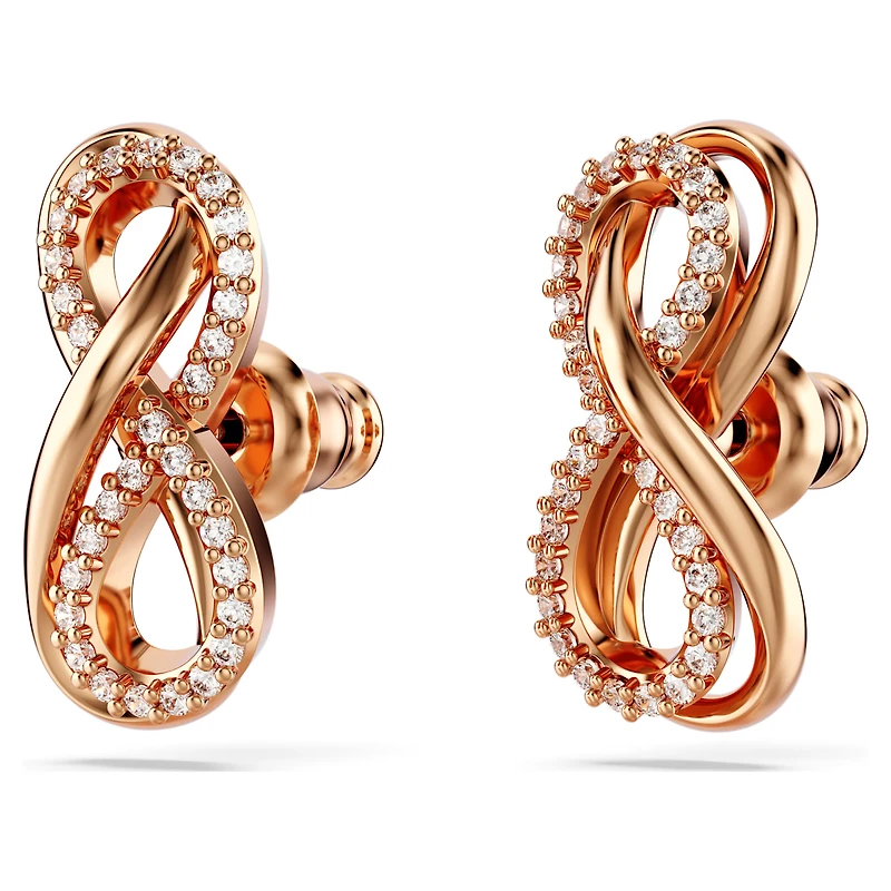 Hyperbola stud earrings, Infinity, White, Rose gold-tone plated by SWAROVSKI