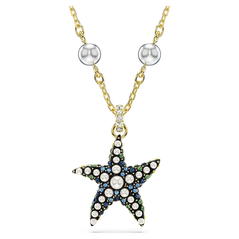 Idyllia pendant, Crystal pearls, Starfish, Multicolored, Gold-tone plated by SWAROVSKI