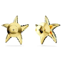 Idyllia stud earrings, Crystal pearl, Starfish, Small, Multicoloured, 18K gold finish