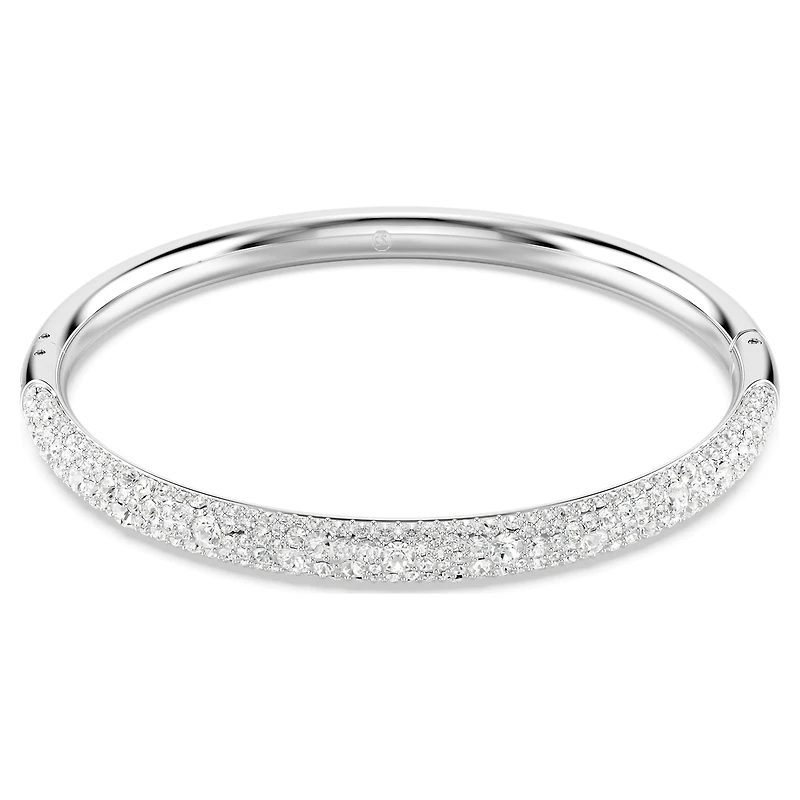 Sublima bangle, Snow pavé, White, Rhodium plated by SWAROVSKI
