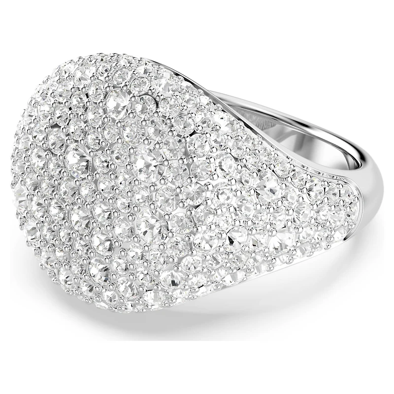 Meteora cocktail ring, White, Rhodium plated by SWAROVSKI