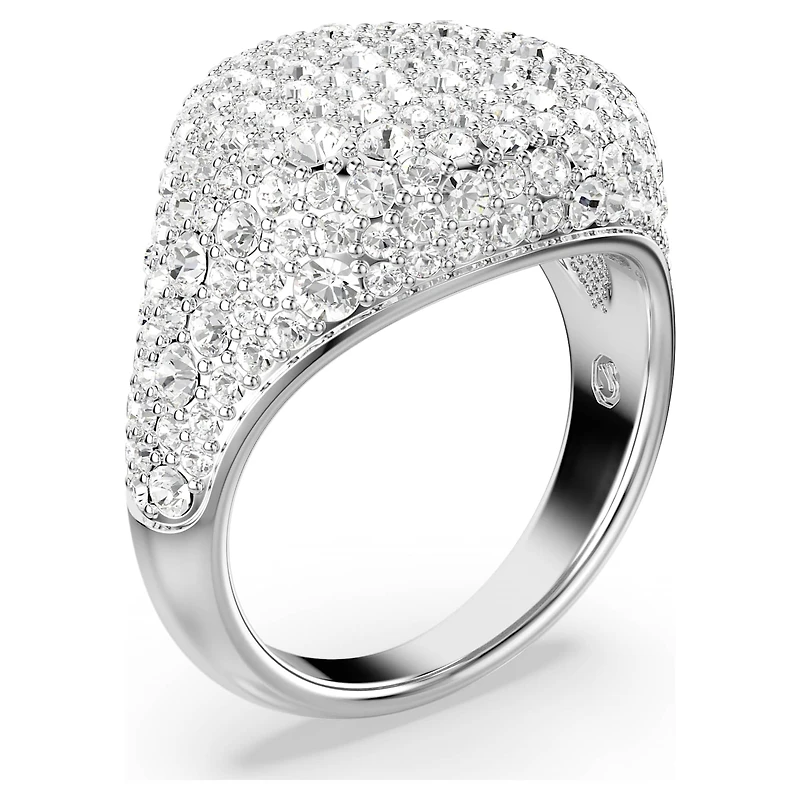 Meteora cocktail ring, White, Rhodium plated by SWAROVSKI