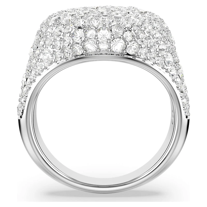 Meteora cocktail ring, White, Rhodium plated by SWAROVSKI