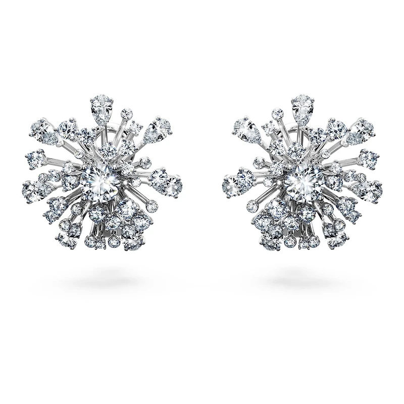Galaxy stud earrings, Lab-grown diamonds 5.5 ct tw, Mixed shapes, 14K white gold by SWAROVSKI