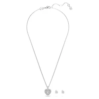 Idyllia set, Crystal pearl, Heart, White, Rhodium plated by SWAROVSKI