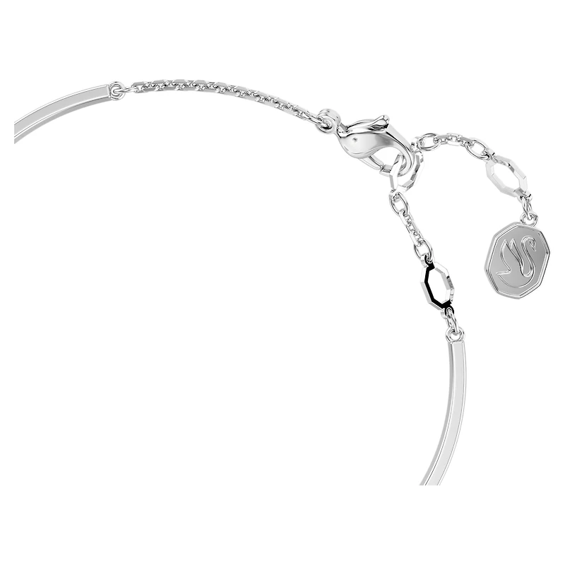 Idyllia bangle, Heart, White, Rhodium plated