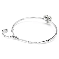 Idyllia bangle, Heart, White, Rhodium plated