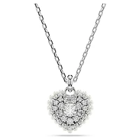 Idyllia pendant, Heart, White, Rhodium plated by SWAROVSKI