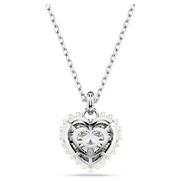 Idyllia pendant, Heart, White, Rhodium plated by SWAROVSKI