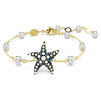 Idyllia bracelet, Crystal pearls, Starfish, Multicoloured, 18K gold finish