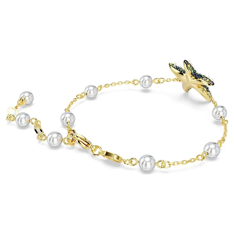 Idyllia bracelet, Crystal pearls, Starfish, Multicoloured, 18K gold finish