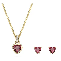 Chroma set, Heart, Red, Gold-tone plated by SWAROVSKI