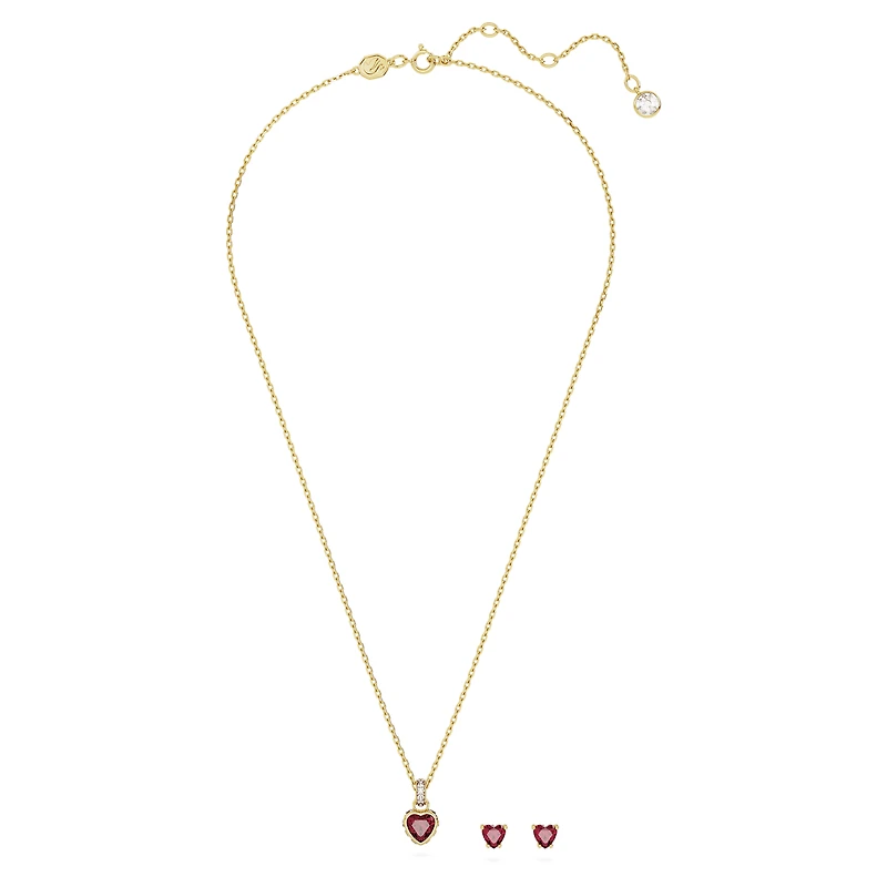 Chroma set, Heart, Red, Gold-tone plated by SWAROVSKI