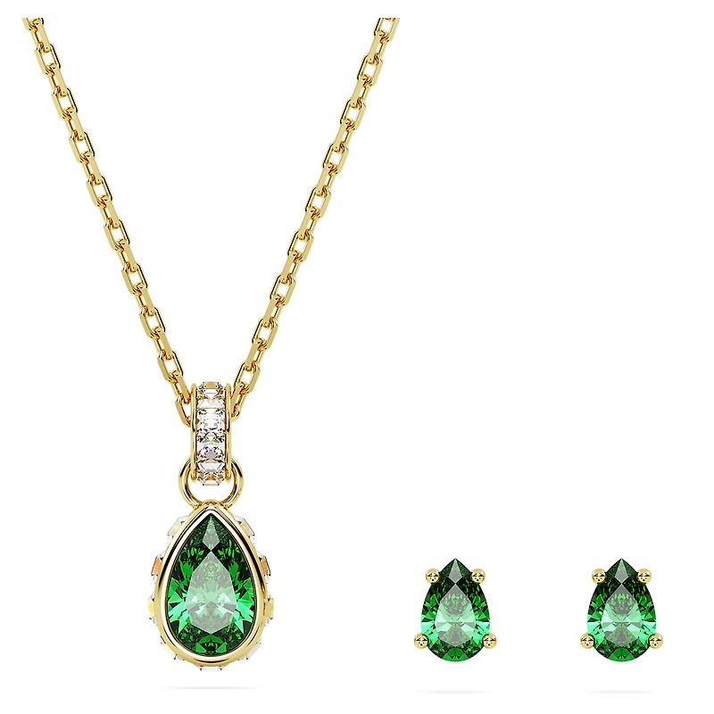 Chroma set, Mixed cuts, Green, 18K gold finish