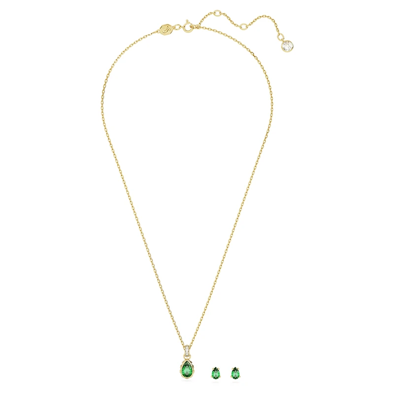 Chroma set, Mixed cuts, Green, 18K gold finish