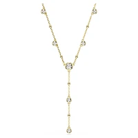 Imber Y necklace, Round cut, White, 18K gold finish