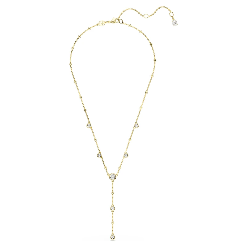 Imber y necklace, Round cut, White, 18K gold finish