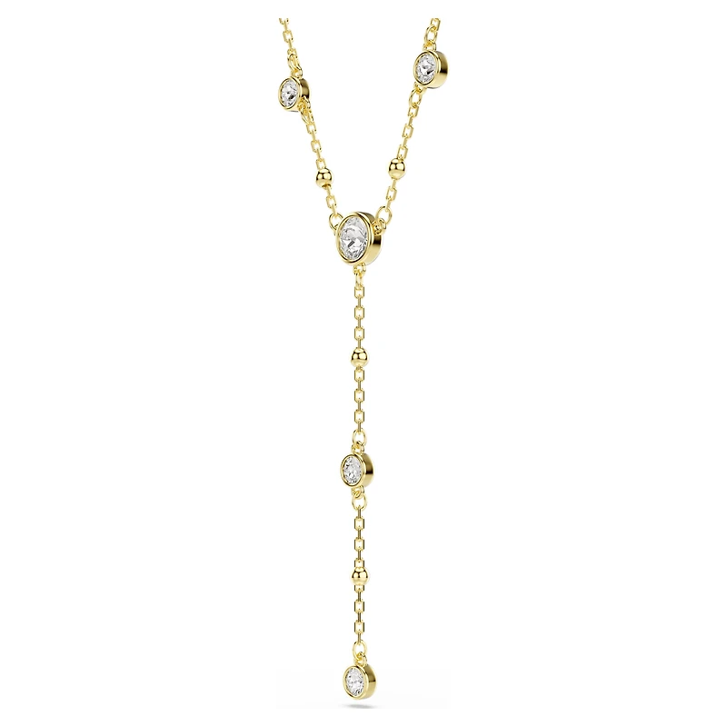 Imber Y necklace, Round cut, White, 18K gold finish