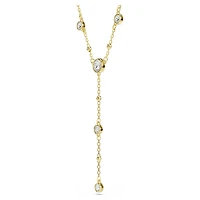 Imber Y necklace, Round cut, White, 18K gold finish