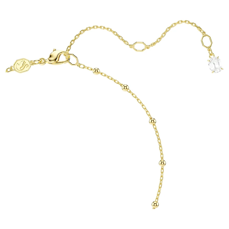 Imber Y necklace, Round cut, White, 18K gold finish