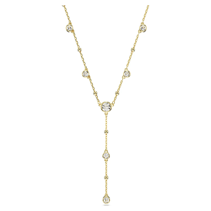 Imber Y necklace, Round cut, White, Gold-tone plated by SWAROVSKI