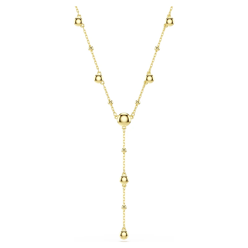 Imber Y necklace, Round cut, White, 18K gold finish