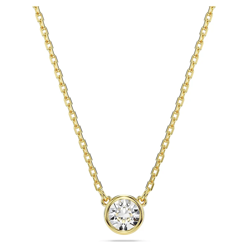 Imber pendant, Round cut, White, 18K gold finish