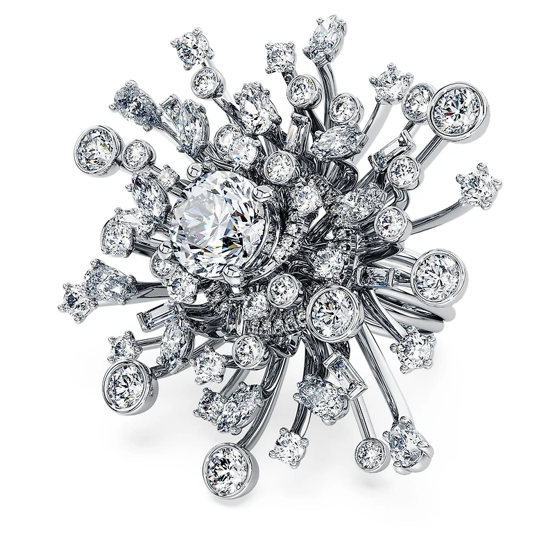 Galaxy ring, Lab-grown diamonds 9.5 ct tw, Mixed shapes, 18K white gold by SWAROVSKI