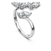 Galaxy bypass ring, Lab-grown diamonds 1.25 ct tw, Mixed shapes, 14K white gold by SWAROVSKI