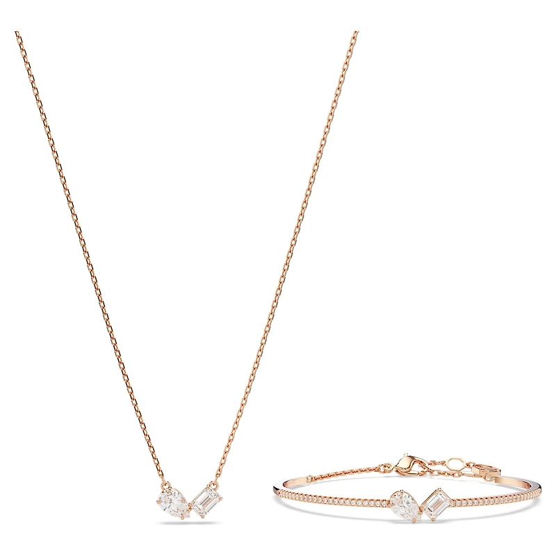 Mesmera set, Mixed cuts, White, 18K rose gold finish