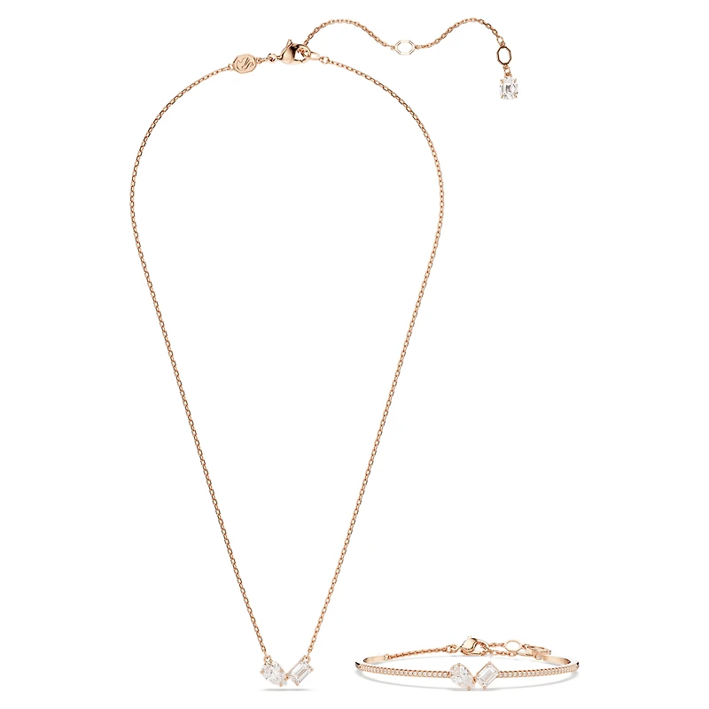 Mesmera set, Mixed cuts, White, 18K rose gold finish