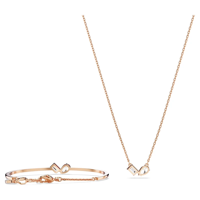 Mesmera set, Mixed cuts, White, 18K rose gold finish