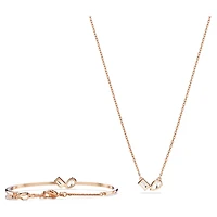 Mesmera set, Mixed cuts, White, 18K rose gold finish