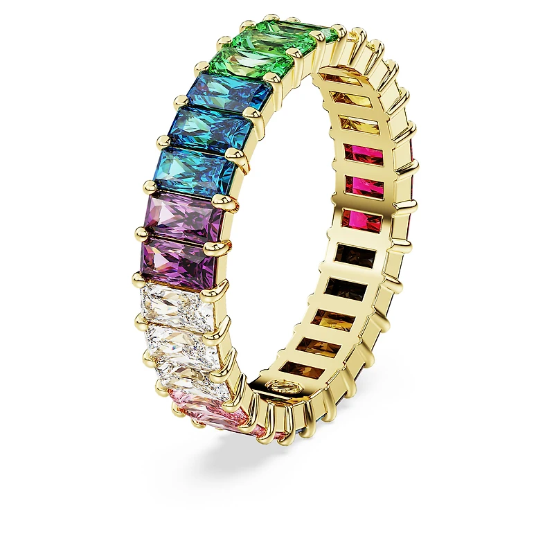 Matrix ring, Baguette cut, Multicoloured, 18K gold finish