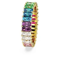 Matrix ring, Baguette cut, Multicoloured, 18K gold finish