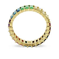 Matrix ring, Baguette cut, Multicoloured, Gold-tone plated by SWAROVSKI