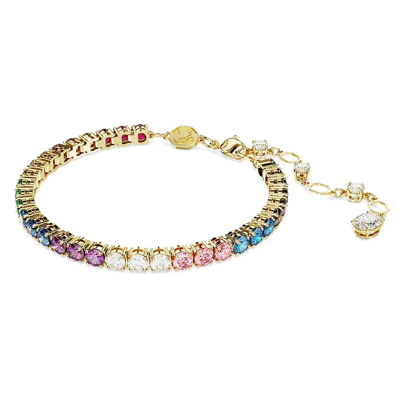 Matrix Tennis bracelet, Round cut, Multicoloured, 18K gold finish