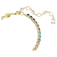 Matrix Tennis bracelet, Round cut, Multicoloured, 18K gold finish